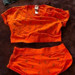 Pretty orange savage x fenty crop and shorts set